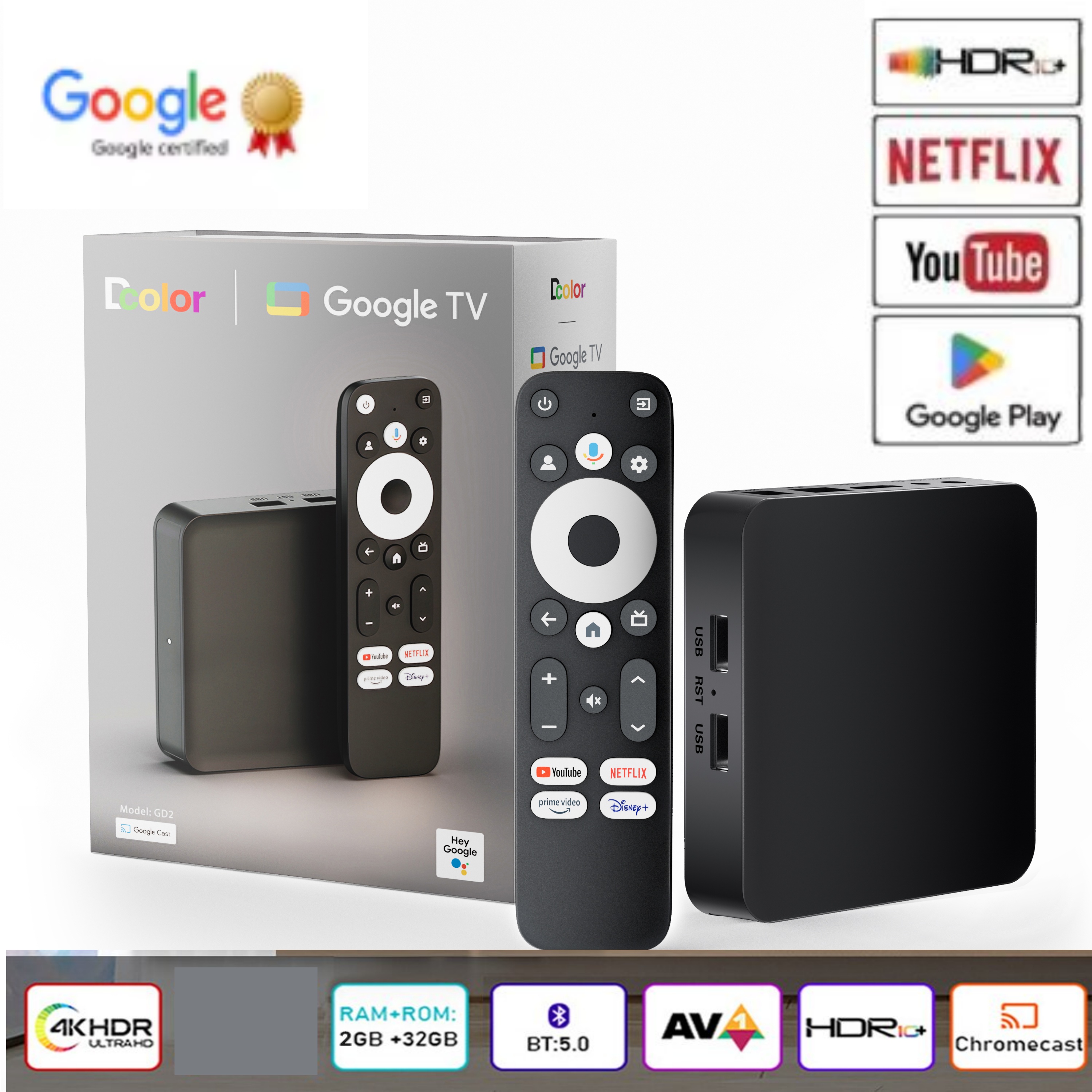 Dcolor GD2 4K Smart Android 12 - Home Cinema Google 리뷰 및 가격