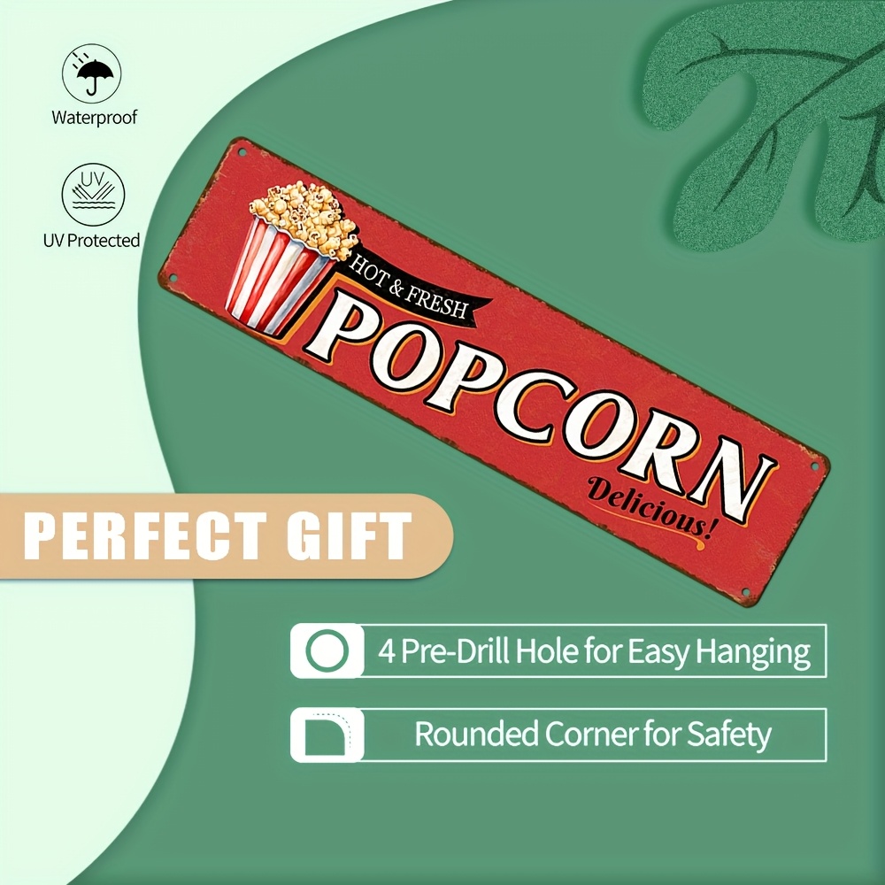 Vintage Aluminum Popcorn Sign  - Home Cinema Wall Design 리뷰 및 가격